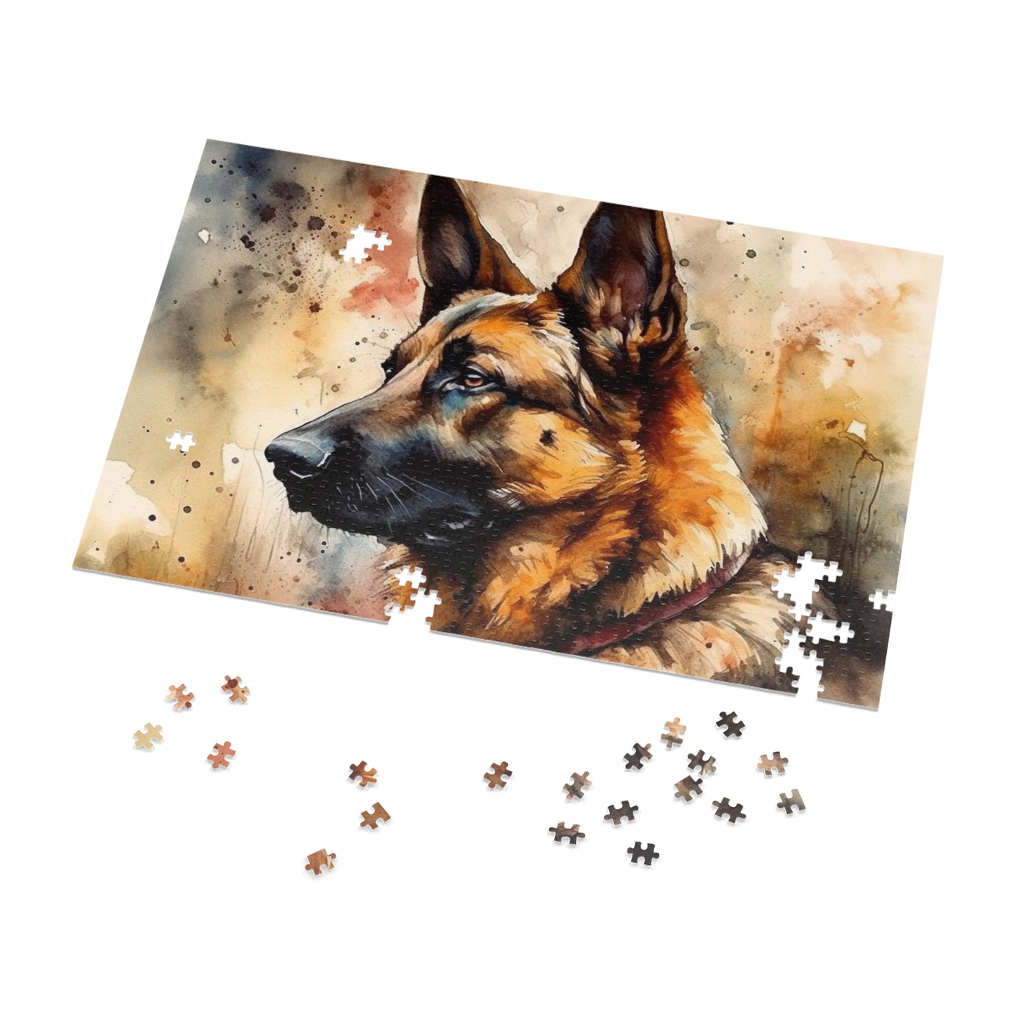 Watercolor German Shepherd Jigsaw Puzzle ( 500,1000-Piece)