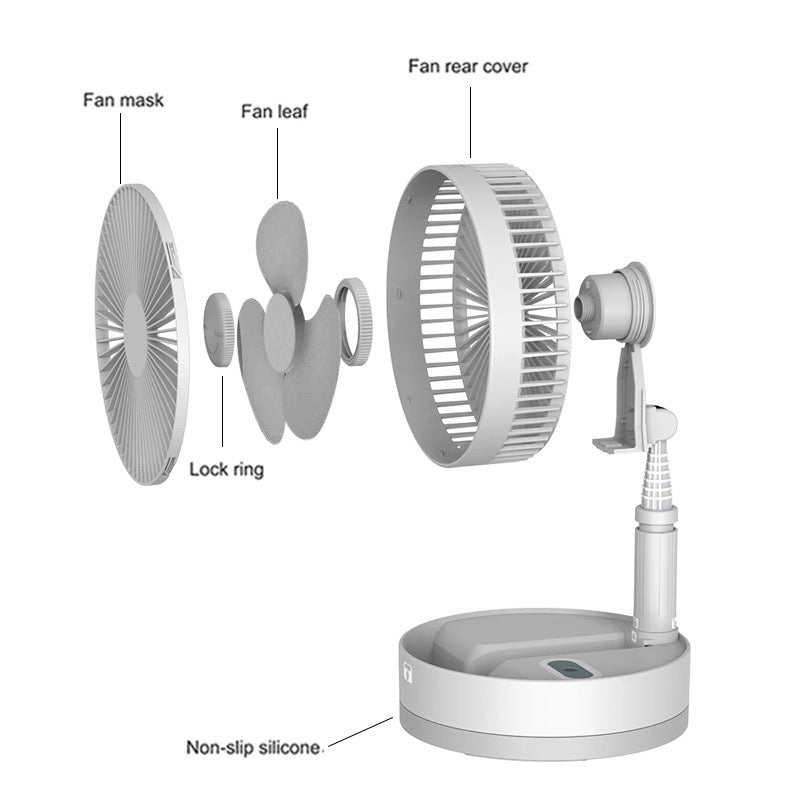 Stay Cool Anywhere with Our Rechargeable Folding Stand Fan - Portable and Convenient!