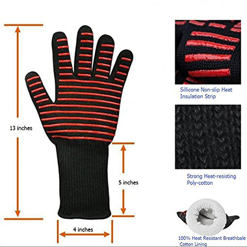 High-Temperature Resistance BBQ Gloves - Perfect for Grilling and Cooking Safety